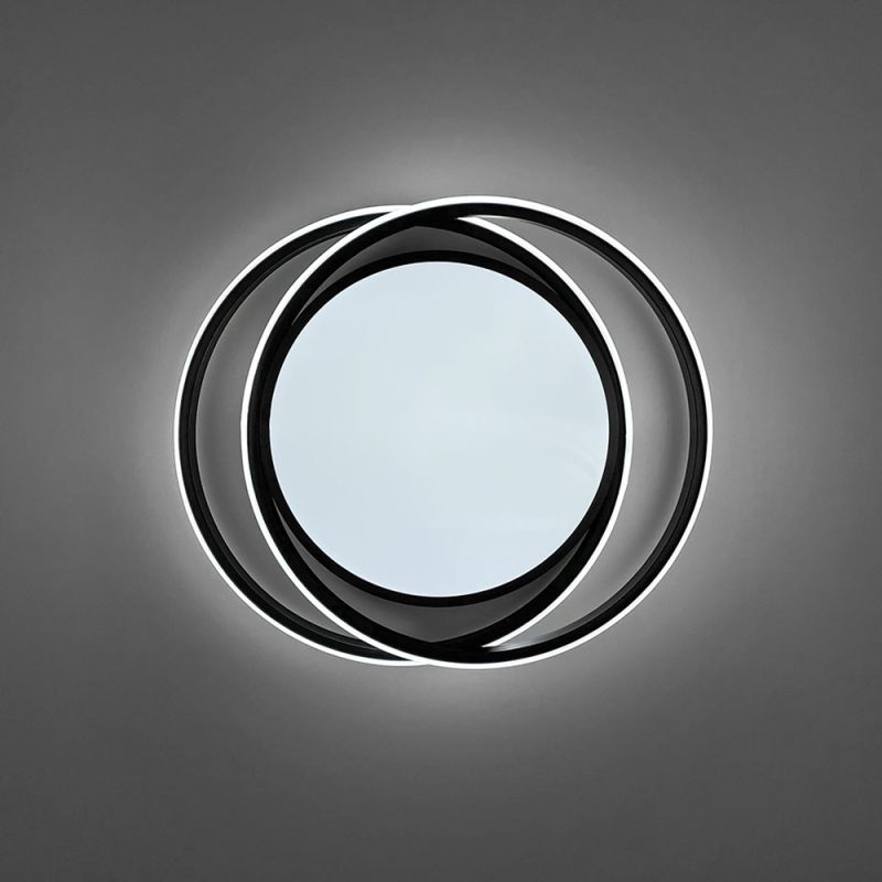 Сучасний LED-світильник у чорному корпусі із двох кілець 47х40 см
