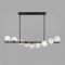 Видовжена чорна люстра BALLS WAVE з 9 білими плафонами