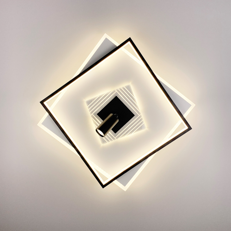 Стельова LED люстра в чорно-білому корпусі