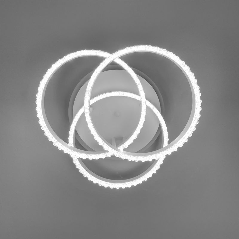 LED світильник білий на 3 кільця з хромованою смужкою d30 см