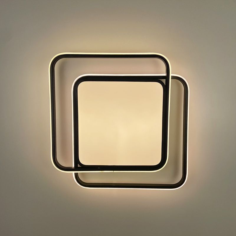 Сучасний LED-світильник у чорному корпусі із двох квадратів 47х47 см