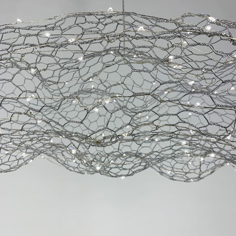Декоративна люстра-хмаринка LED CLOUD у срібному корпусі 120х63 см