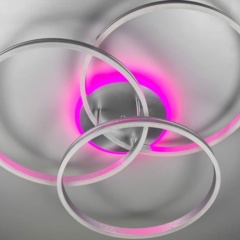 LED світильник білий на 3 кільця з RGB у сірому корпусі Ø 80 см