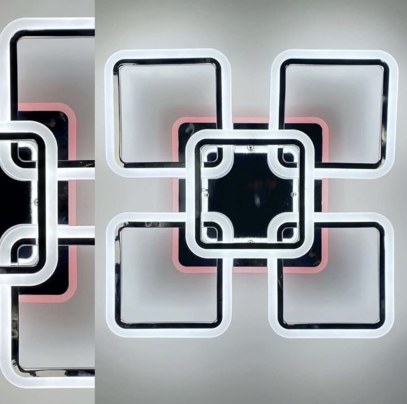 Стельова люстра LED на 4+1 ріжки квадратної форми