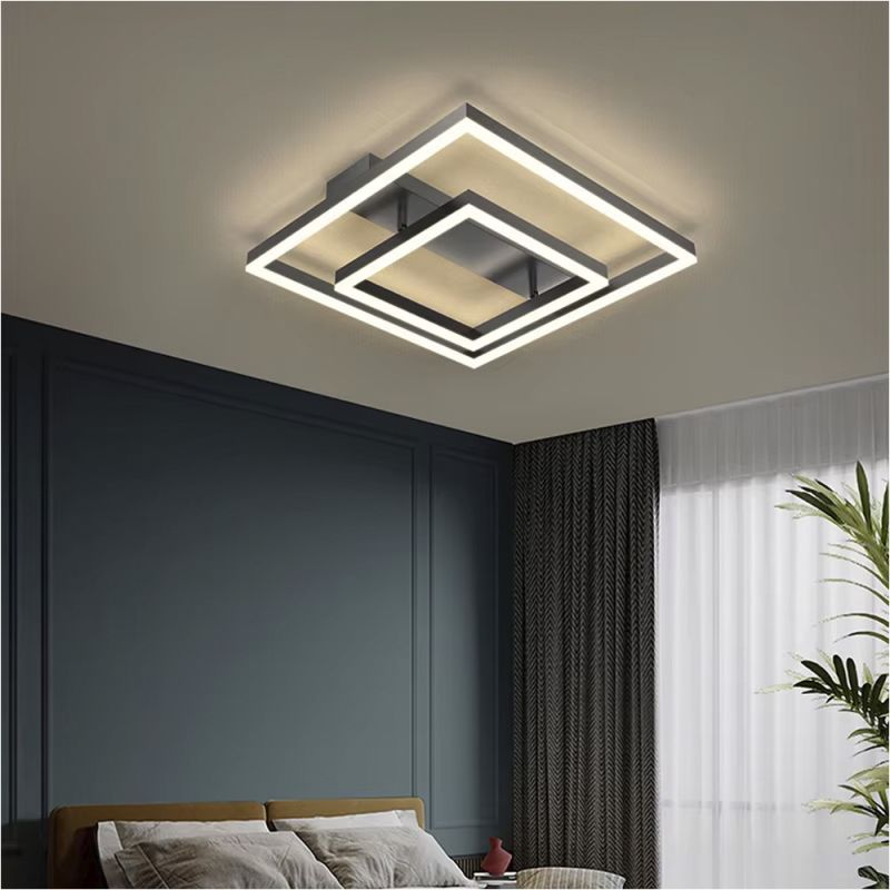 Сучасний LED-світильник у чорному корпусі із двох квадратів 50х50 см