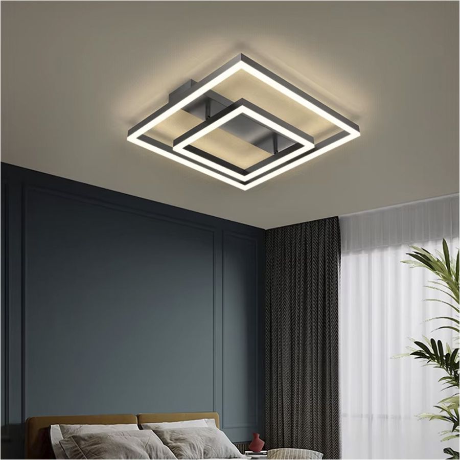 Сучасний LED-світильник у чорному корпусі із двох квадратів 50х50 см