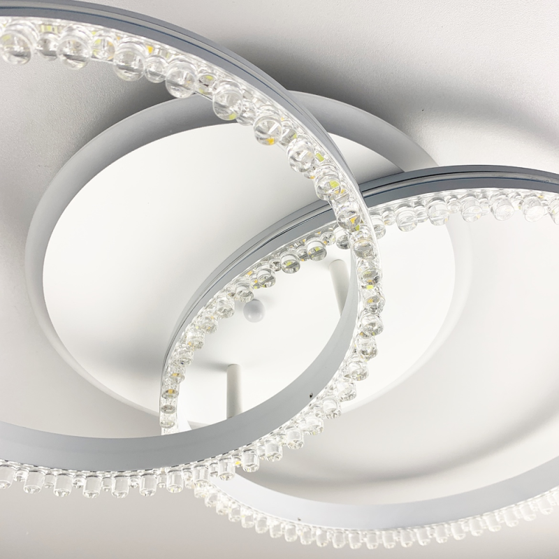 LED люстра на 2 кільця білого кольору з фурнітурою хром