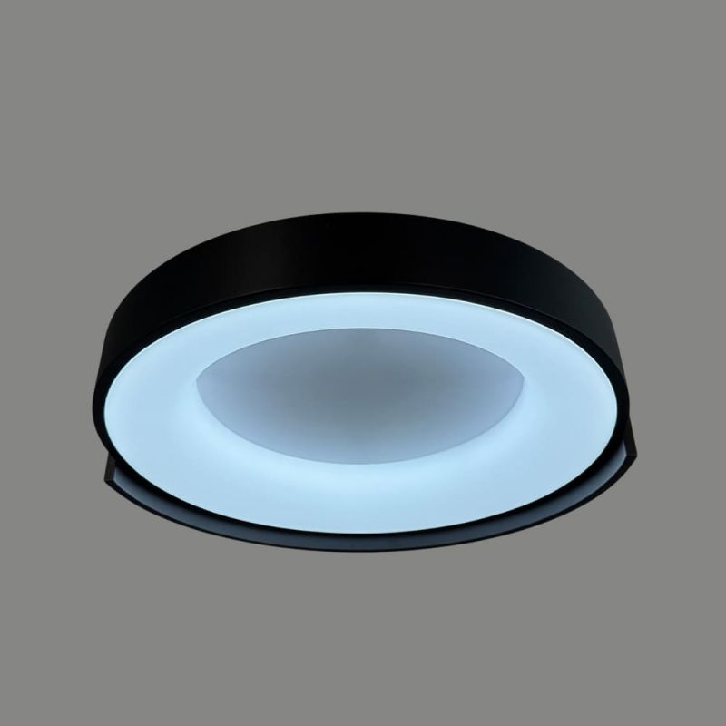 Стельовий LED-світильник у чорному корпусі на три режими Ø50х12 см