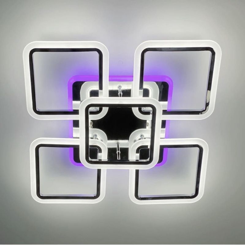 Стельова люстра LED на 4+1 ріжки квадратної форми