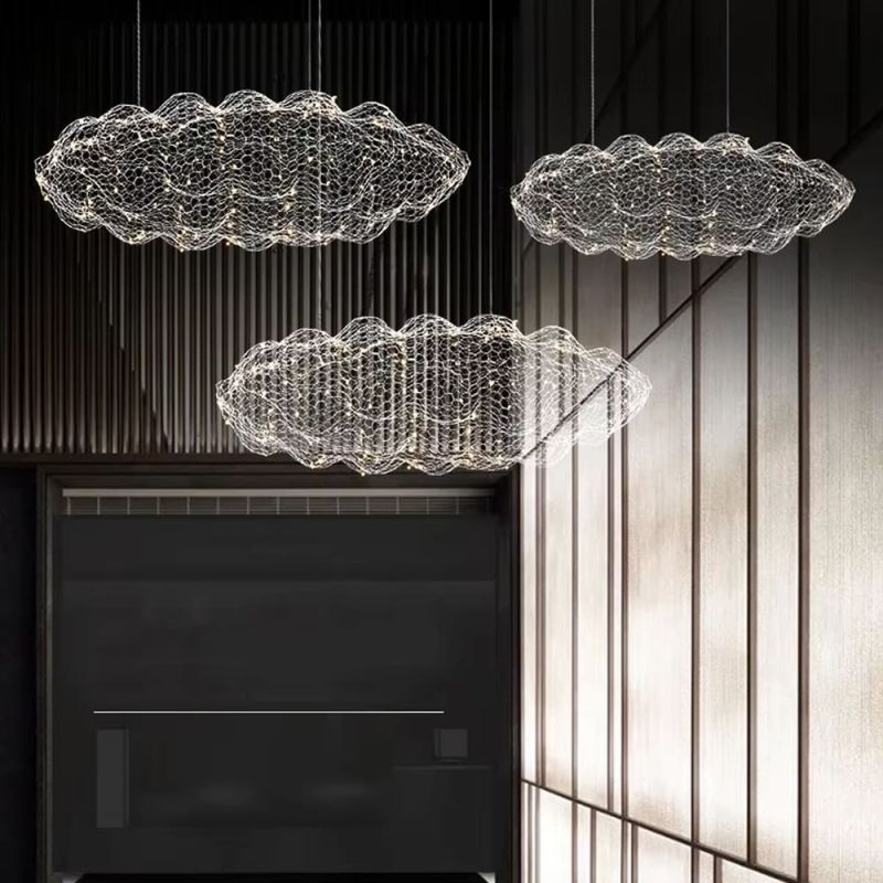 Декоративна люстра-хмаринка LED CLOUD у срібному корпусі 100х50 см
