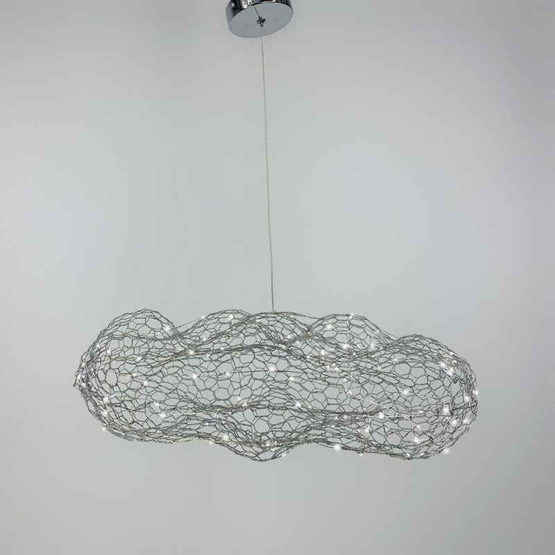 Декоративна люстра-хмаринка LED CLOUD у срібному корпусі 60х37 см