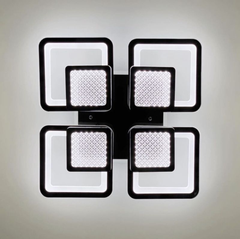 LED люстра на 4+4 квадрати в чорному кольорі