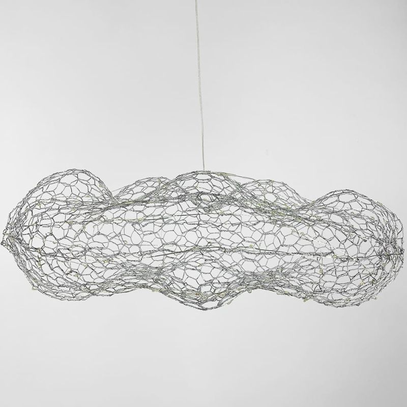 Декоративна люстра-хмаринка LED CLOUD у срібному корпусі 60х37 см
