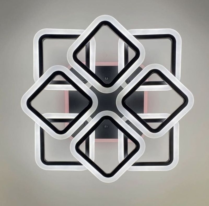 LED люстра на 4+4 ріжки квадратної форми