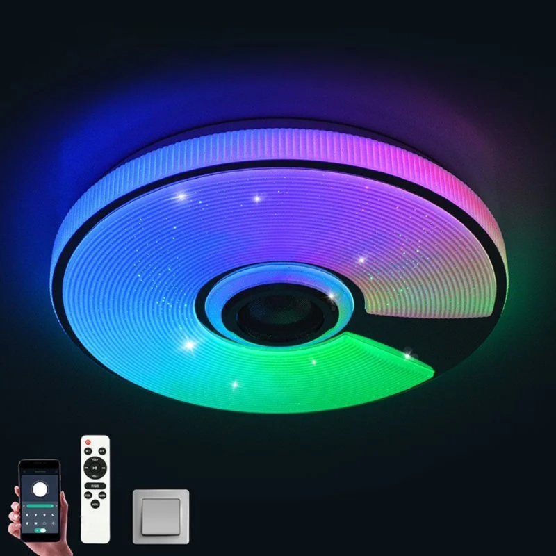 Музична світлодіодна люстра з пультом та мобільним додатком+ блютузом RGB 60W