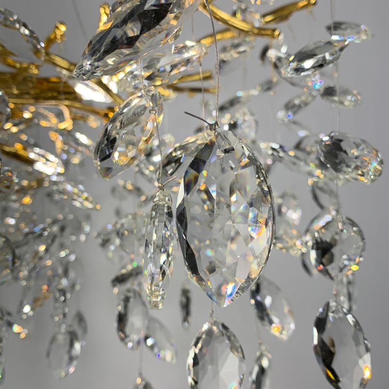 Вишукана золота люстра DIAMINA з кришталевим камінням Ø 100 см