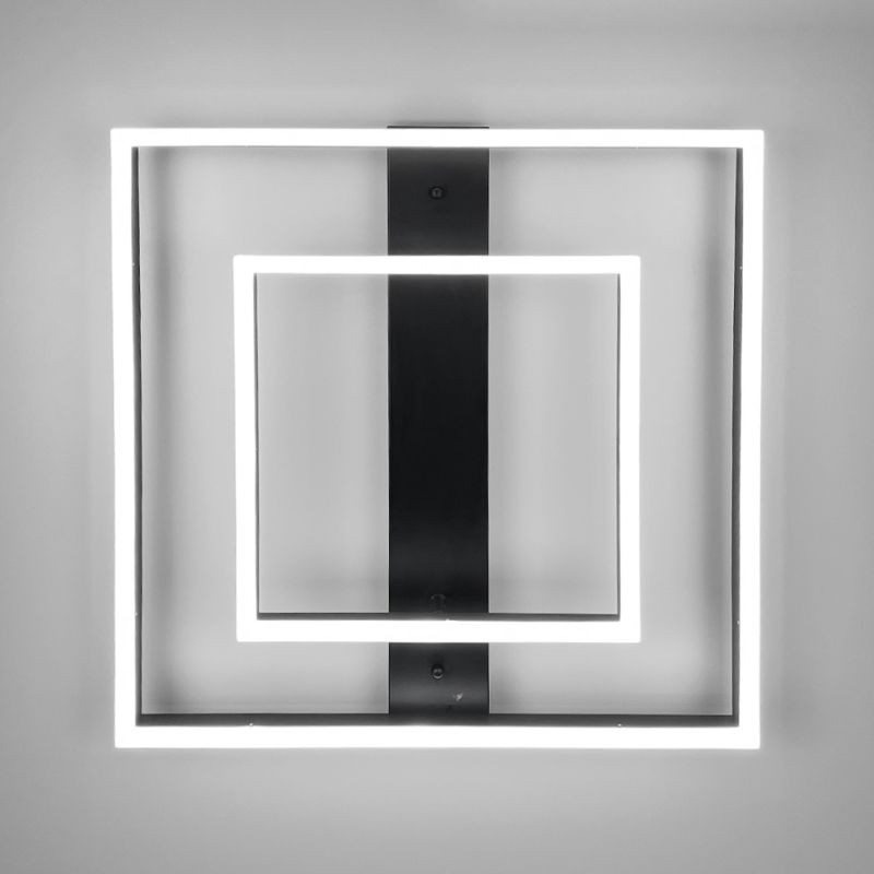Сучасний LED-світильник у чорному корпусі із двох квадратів 50х50 см