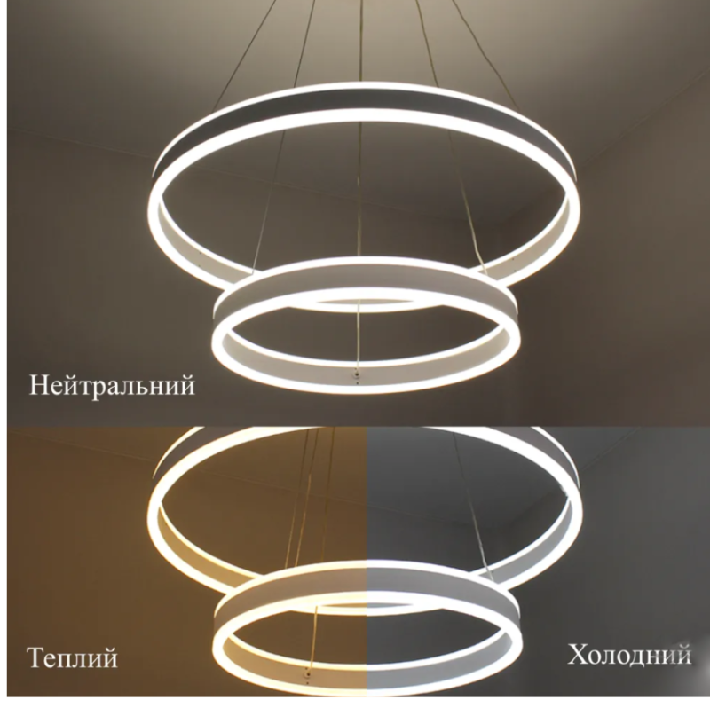 Люстра підвісна світлодіодна з пультом управління STELLA 160W білого кольору