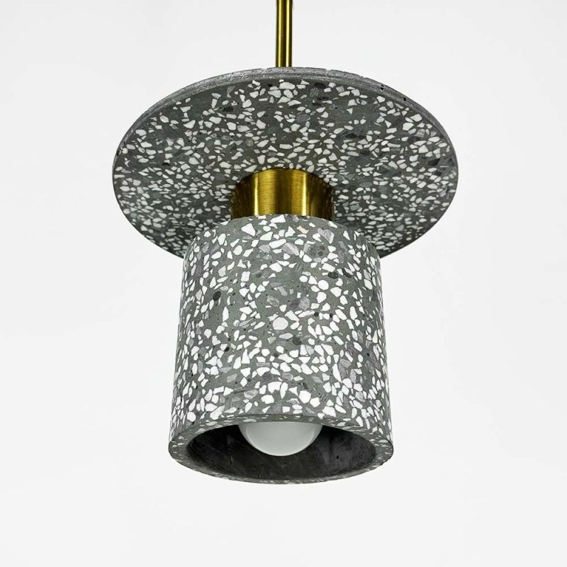 Підвіс Terrazzo Cylinder із сірим бетонним плафоном 20 см в стилі Ар-деко
