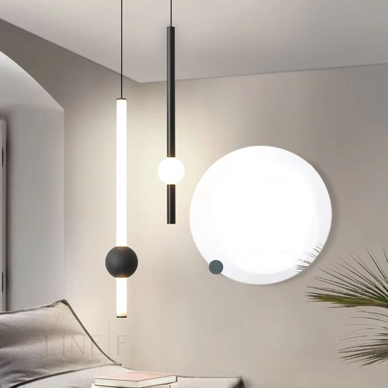 Led світильник у вертикальній формі 90 см із чорною кулькою
