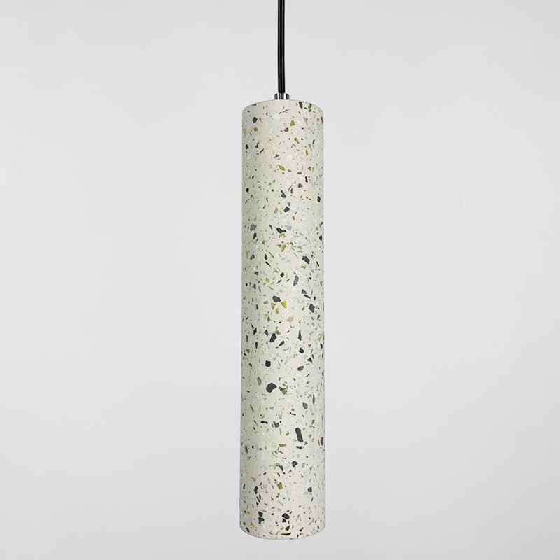 Підвіс Terrazzo Cylinder Long із білим бетонним плафоном 30х6 см 