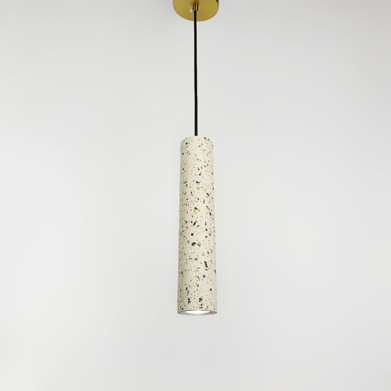 Підвіс Terrazzo Cylinder Long із білим бетонним плафоном 30х6 см 