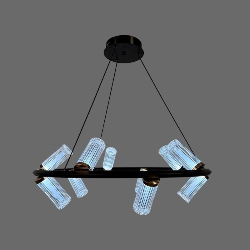 Кільцева Led люстра із 10 плафонами у чорному корпусі Ø70 см