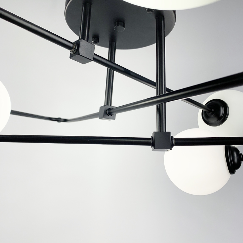 Сучасна люстра на 6 мініатюрних білих плафонiв 