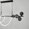 Видовжена чорна люстра з неоном і графітовими плафонами 120 см