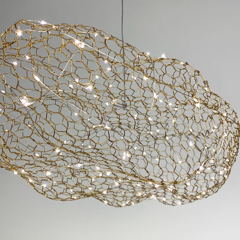 Декоративна люстра-хмаринка LED CLOUD у золотому корпусі 80х45 см