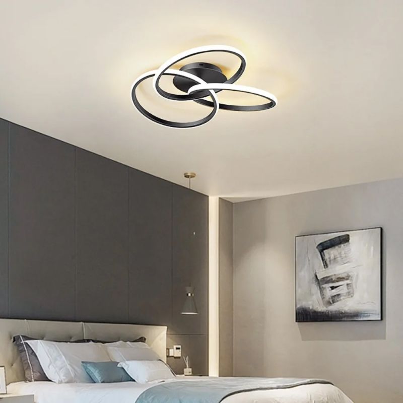 Сучасний LED-світильник у чорному корпусі із трьох кілець Ø 50 см