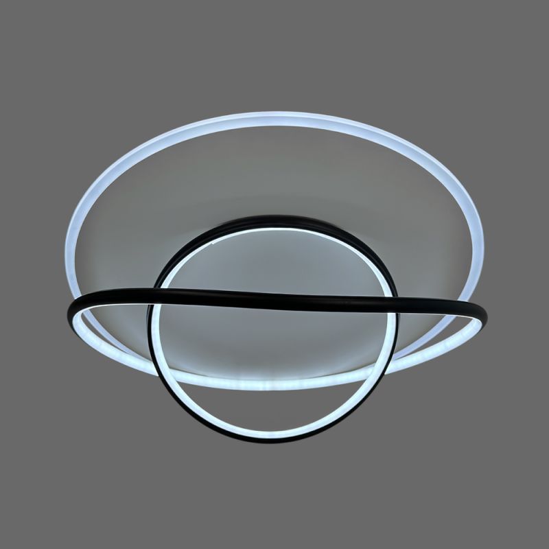 Сучасна стельова LED-люстра у біло-чорному корпусі Ø50х20 см