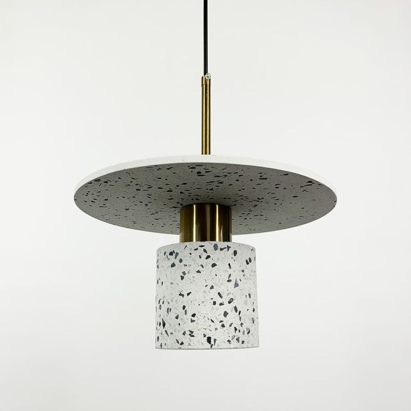 Підвіс Terrazzo Cylinder із білим бетонним плафоном 30 см в стилі Ар-деко