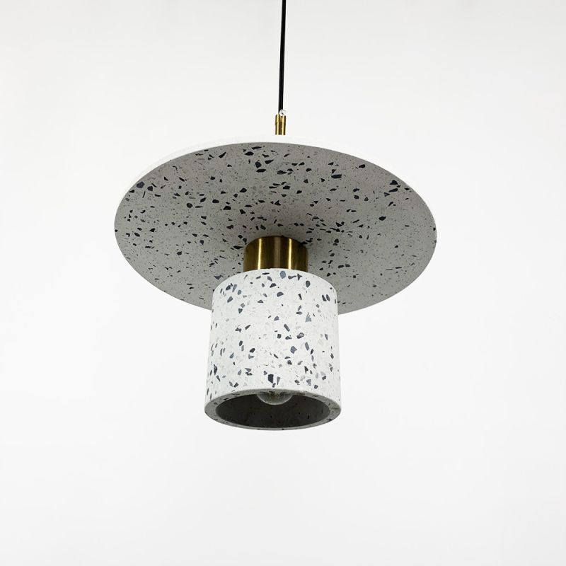 Підвіс Terrazzo Cylinder із білим бетонним плафоном 30 см в стилі Ар-деко