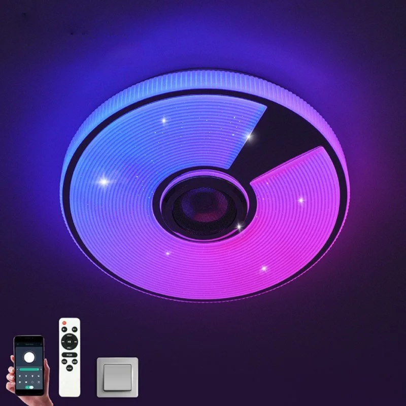 Музична світлодіодна люстра з пультом та мобільним додатком+ блютузом RGB 40W