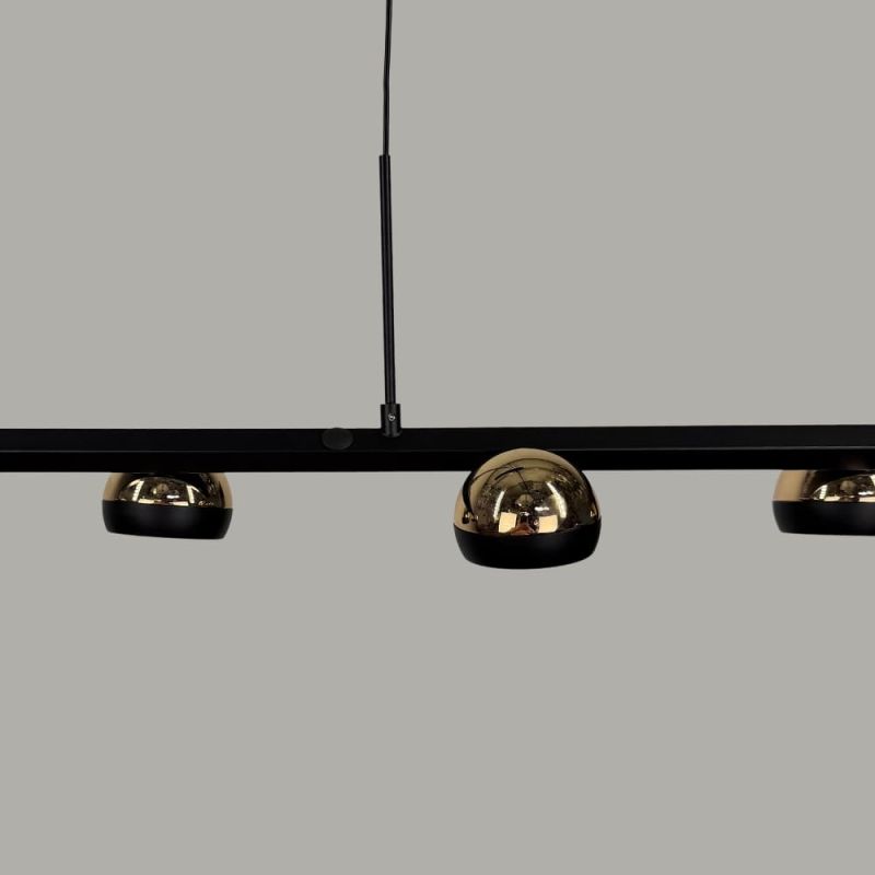 Підвісна Led люстра з 6 плафонами у чорному видовженому корпусі 120 см