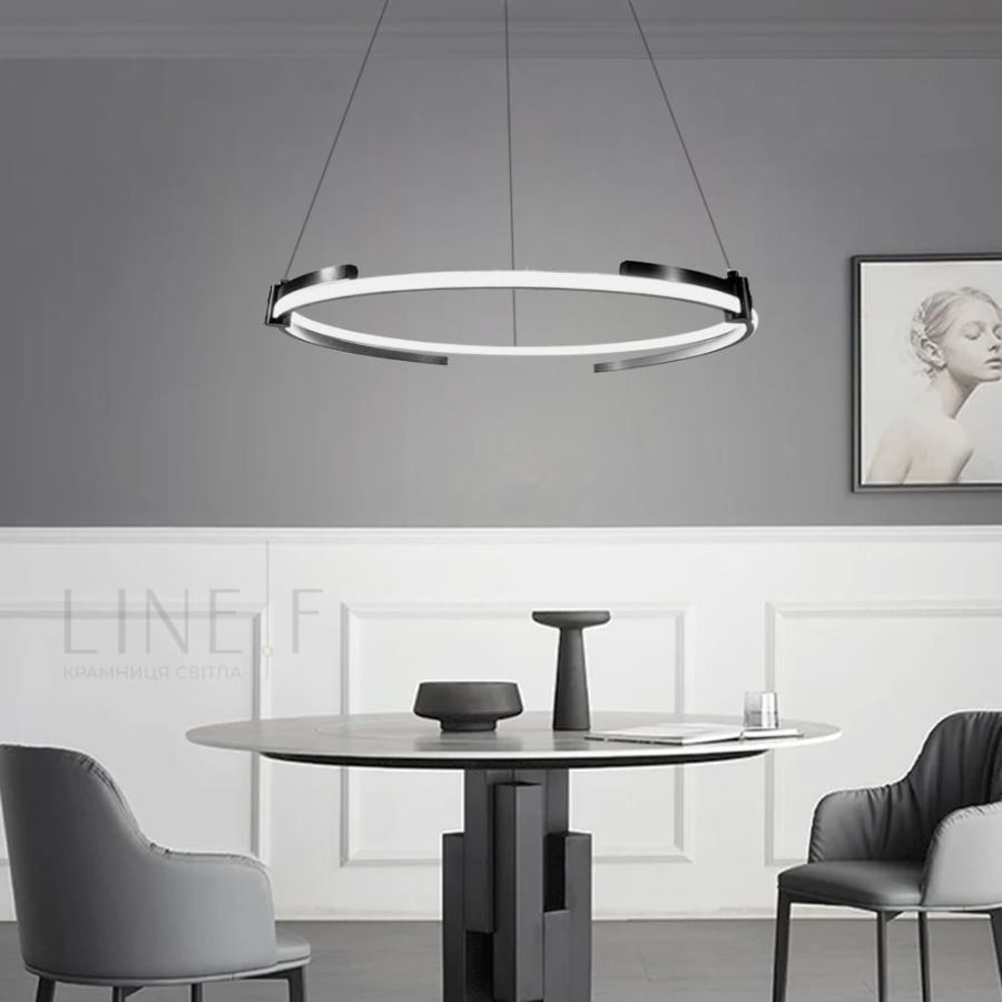 LED люстра у чорному кільцевому каркасі Ø 80 см
