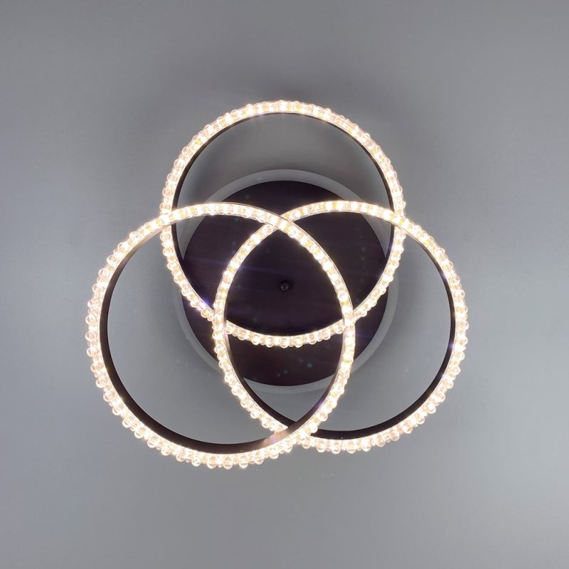 LED світильник coffee на 3 кільця з хромованою смужкою d30 см