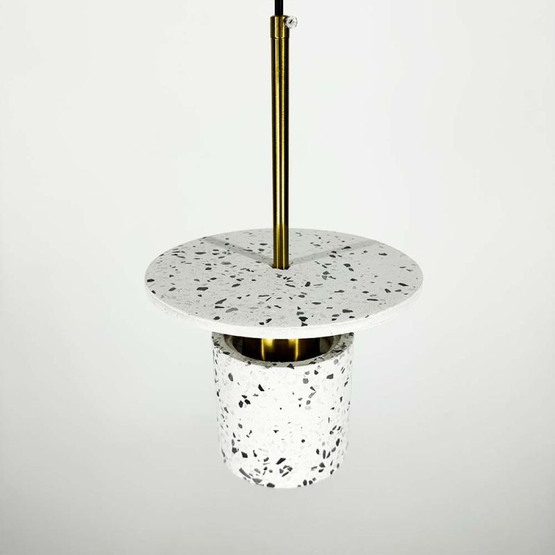 Підвіс Terrazzo Cylinder із білим бетонним плафоном 20 см в стилі Ар-деко