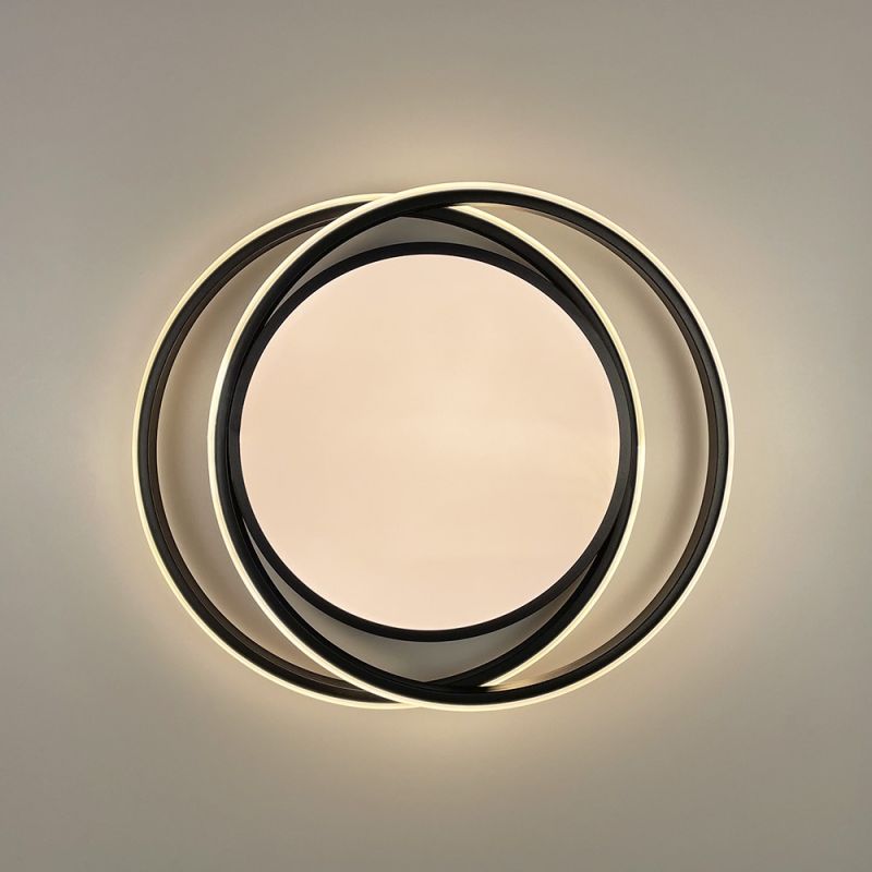 Сучасний LED-світильник у чорному корпусі із двох кілець 47х40 см
