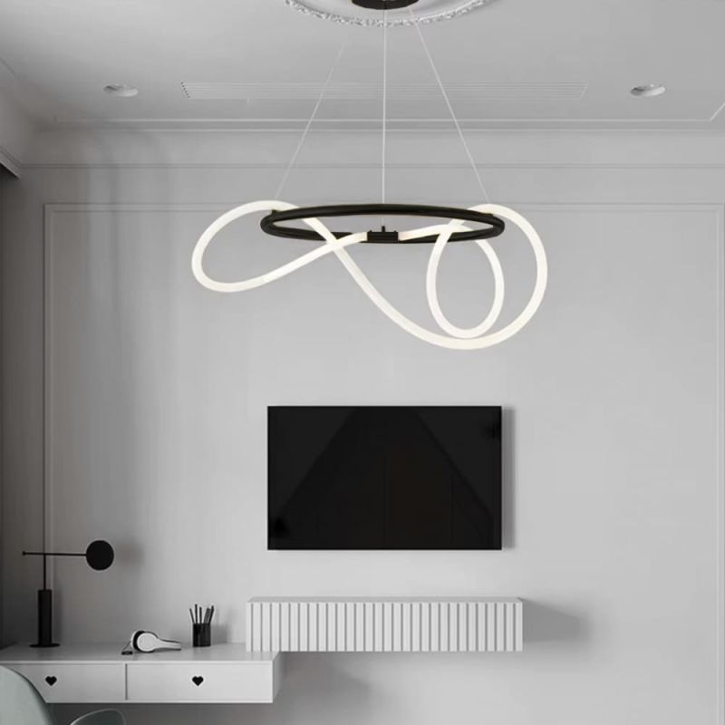 Чорна кільцева люстра ELISION з гнучкою LED стрічкою Ø 60 см