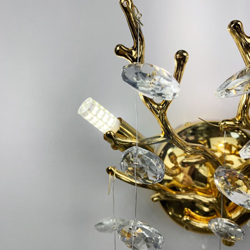Вишукане золоте бра DIAMINA з кришталевим камінням