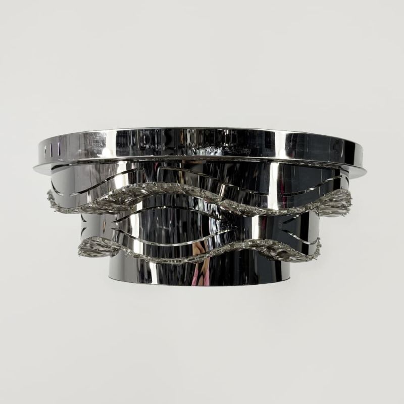 Хромована стельова люстра з прозорим кришталем Ø 58 см