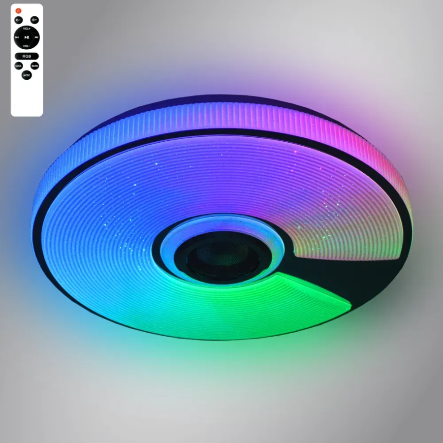 Музична світлодіодна люстра з пультом та мобільним додатком+ блютузом RGB 60W