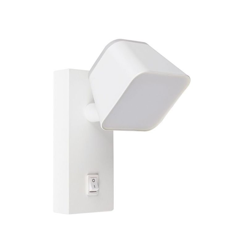 LED настінний світильник CROCUS-S 8W 4200K IP20 білий з вимикачем на корпусі