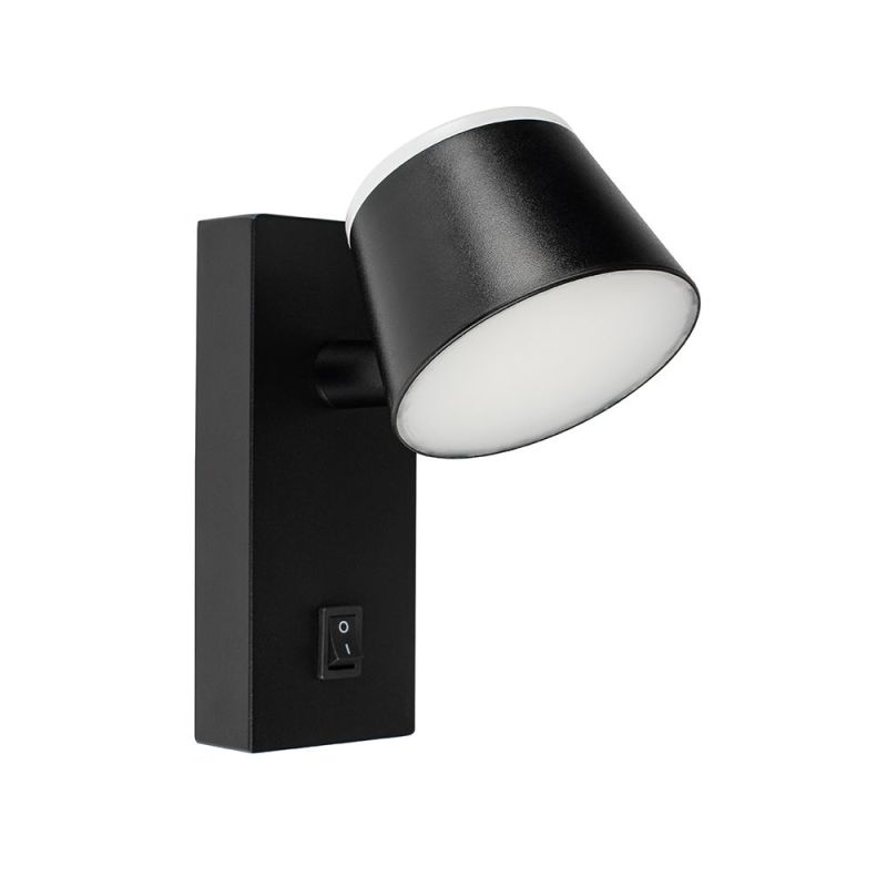 LED настінний світильник CROCUS-R 8W 4200K IP20 чорний з вимикачем на корпусі