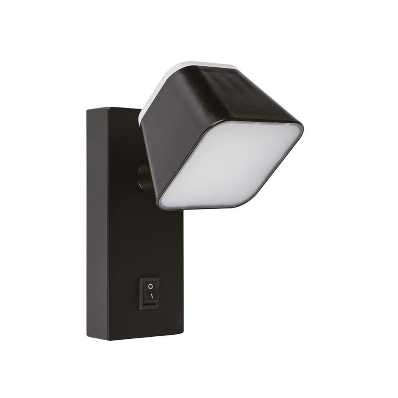 LED настінний світильник CROCUS-S 8W 4200K IP20 чорний з вимикачем на корпусі