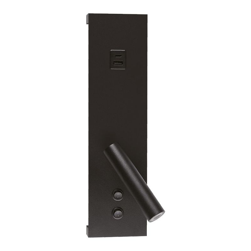 LED настінний світильник BITRIX-W USB+TYPE-C 15W Ø 30*14 см чорний з вимикачем на корпусі