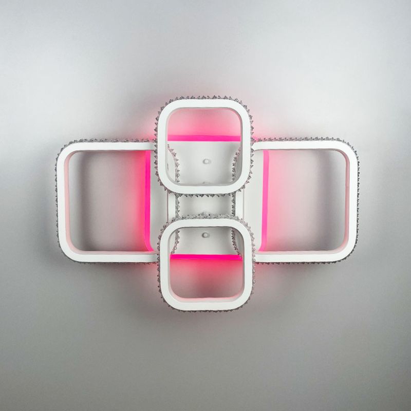 Світлодіодна LED люстра з RGB підсвіткою в білому корпусі