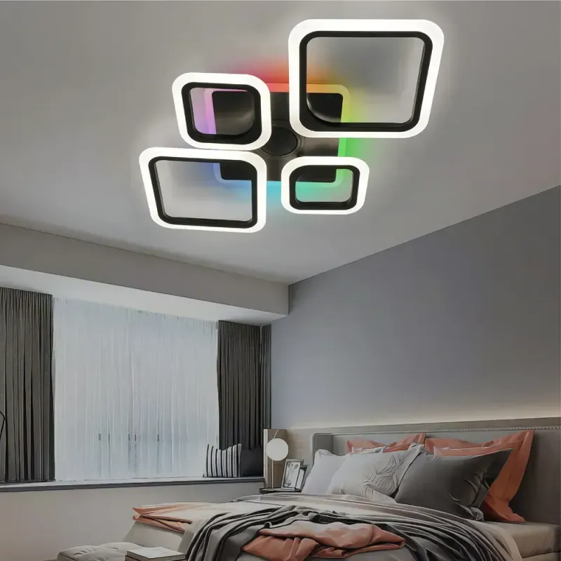 Музична LED люстра на пульті OVAL RGB MUSIC 80W 5S чорна